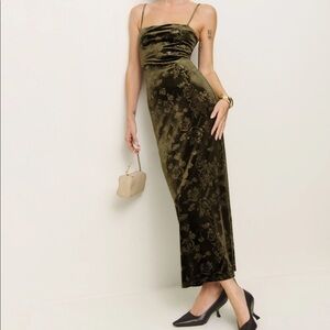 Reformation green velvet Elise knit dress